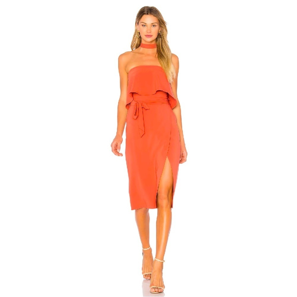 NWT REVOLVE LOVERS & FRIENDS Max Midi Dress Blood Orange S